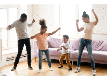a family dancing together