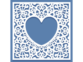 A blue and white paper card
