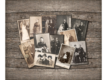 A group of fading family photographs