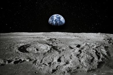 Moon and Earth in Space
