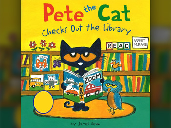 Pete the Cat Checks Out the Library book cover.