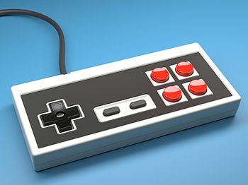 The original Nintendo controller on a blue background