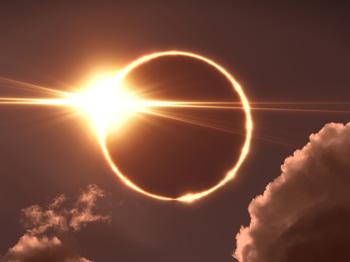 A near-total solar eclipse.