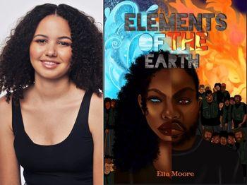 photo of author Ella Moore and cover of the book Elements of the Earth